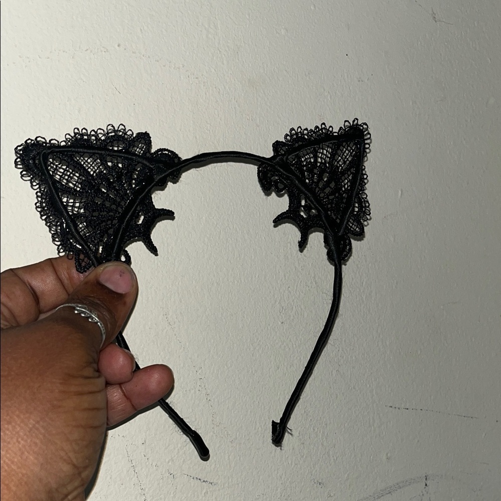 Black Lace Cat Ear Headband